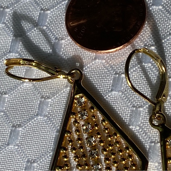 Joan Rivers Vintage Geometry Rhinestone Fringe Leverback Earrings - Picture 8 of 15
